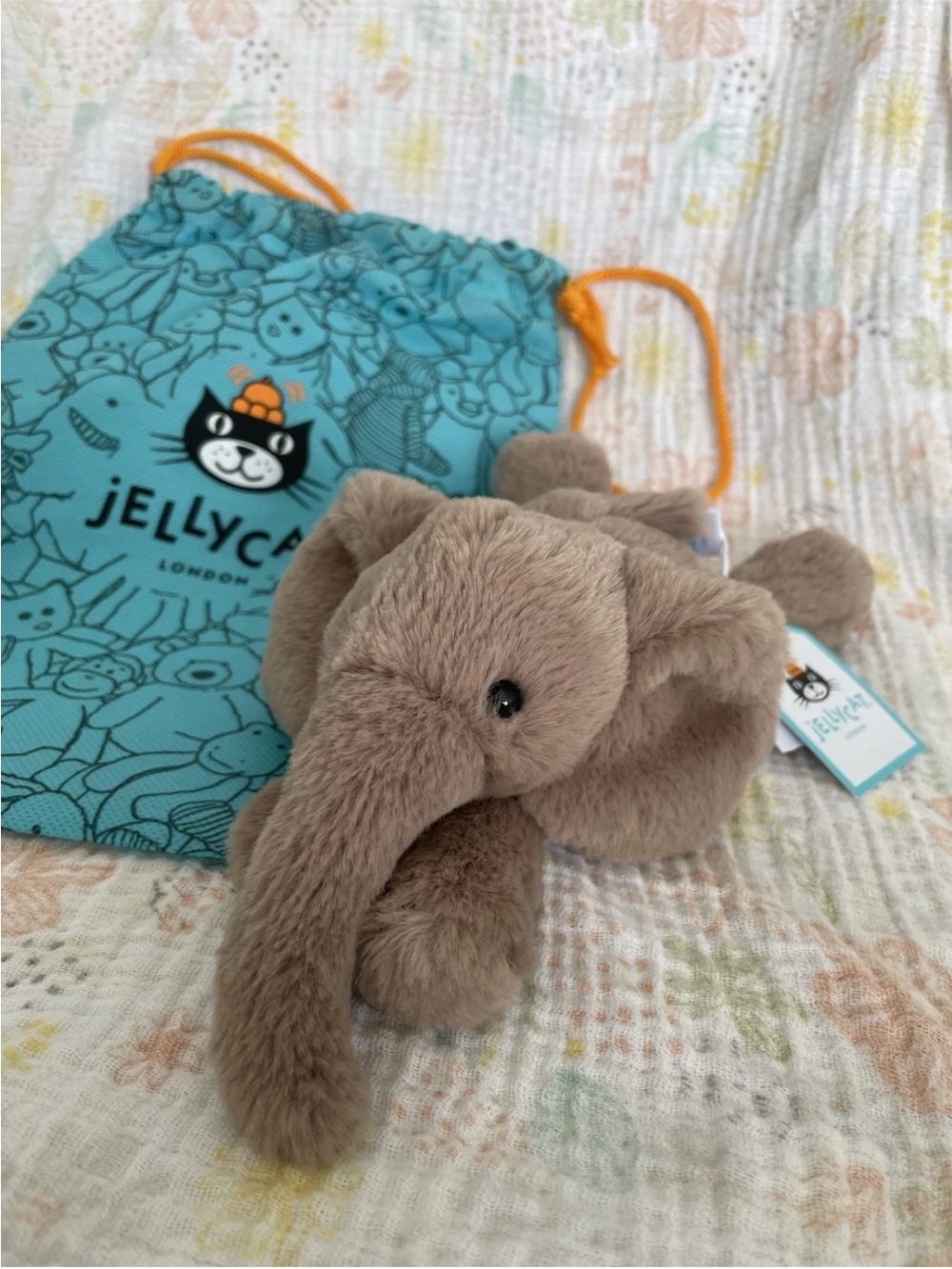 Authentic Jellycat Tiny Smudge Elephant with Dust Bag NWT Retired